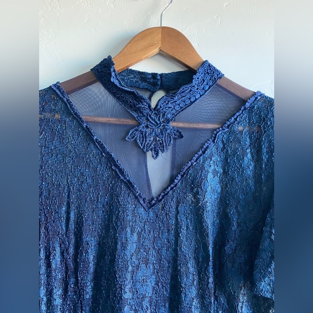 Vintage Dawn Joy Fashion - Navy Blue Lace dress - Picture 7 of 16